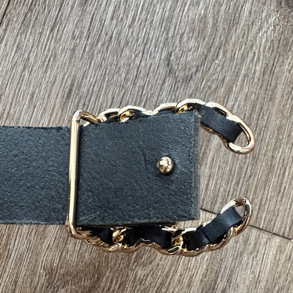 CHANEL Black Belt with Gold Chain Accent - Picture 3 of 7